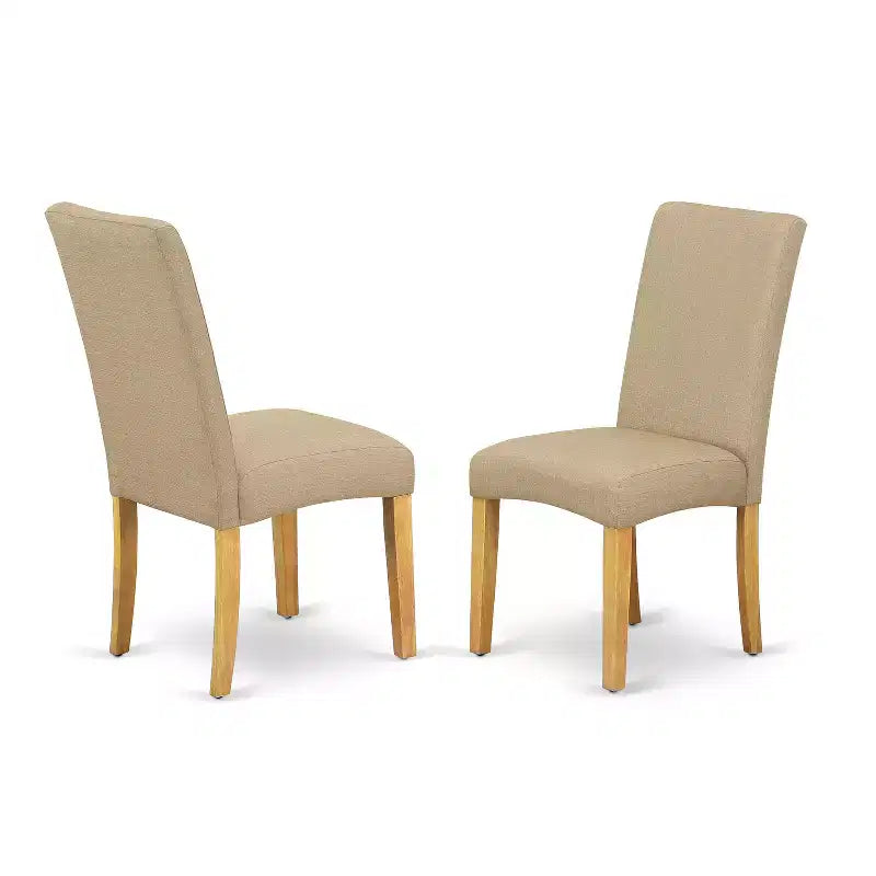 HomeStock Belmont 7Pc Oval 42/60 Dinette Table With 18 In Butterfly Leaf And 6 Parson Chair With Oak Finish Leg And Linen Fabric- Dark Khaki Color