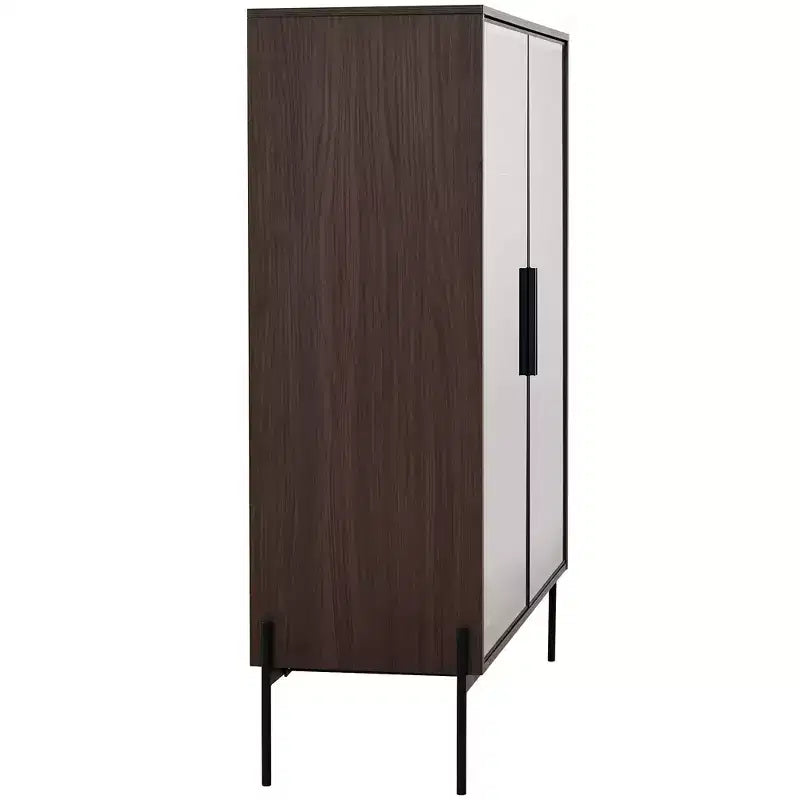 Okak Freestanding Sideboard Pantry Cabinet with Glass Door & LED, 4-Tier Display Curio Cabinet with 2 Drawers for Living Room Kitchen