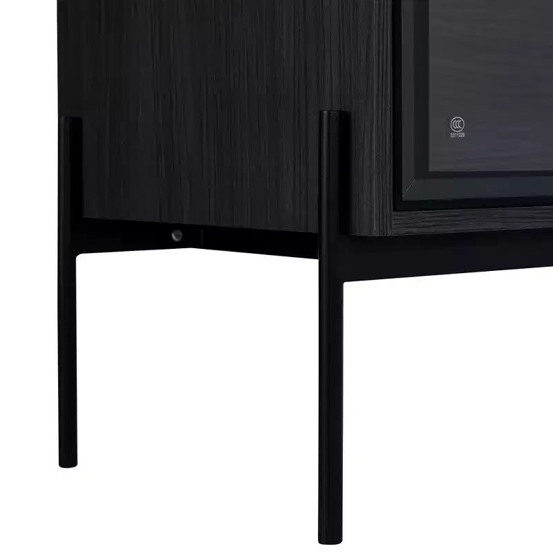Okak Freestanding Sideboard Pantry Cabinet with Glass Door & LED, 4-Tier Display Curio Cabinet with 2 Drawers for Living Room Kitchen