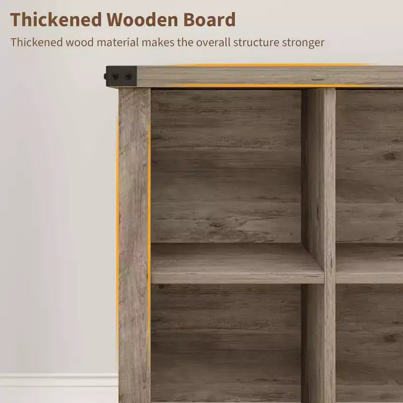 9 Cube Storage Organizer Bookshelf, 4 Tier Farmhouse Horizontal Bookcase, 37.4 Inch Wood Storage Bookcas