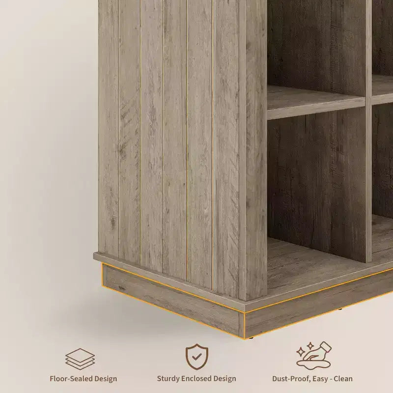9 Cube Storage Organizer Bookshelf, 4 Tier Farmhouse Horizontal Bookcase, 37.4 Inch Wood Storage Bookcas
