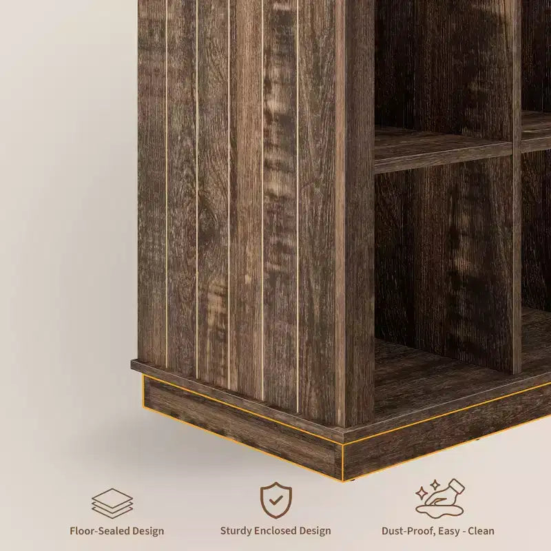 9 Cube Storage Organizer Bookshelf, 4 Tier Farmhouse Horizontal Bookcase, 37.4 Inch Wood Storage Bookcas