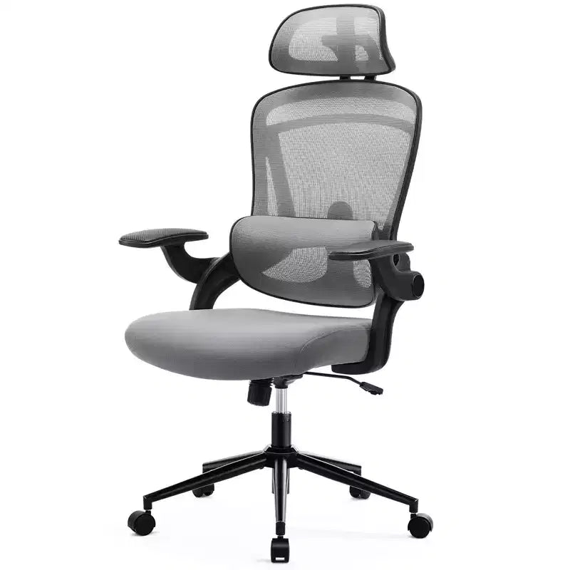 Bestier Office Chair with Adjustable Lumbar Support & Headrest, Comfy Mesh Computer Chair with Soft Flip Up Arms, Adjustable Height Gaming Chair