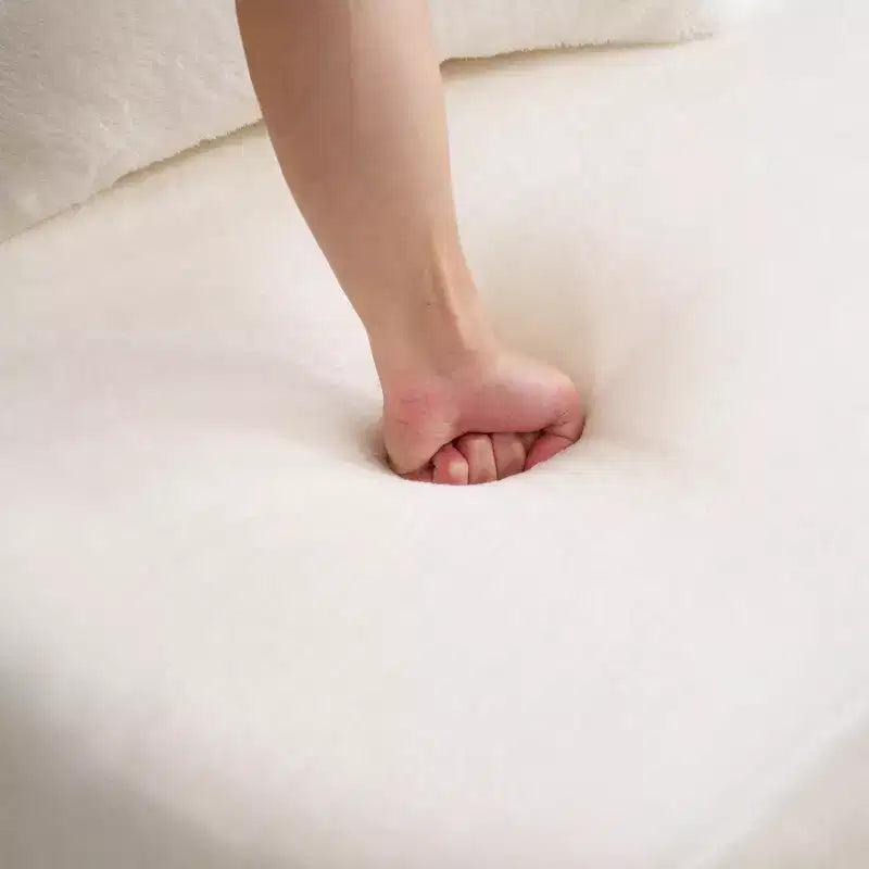 Modern Floor Sofa with 4 Pillows, Plush Fabric Futon Sofa Couch, High-Density Foam Folding Mattress for Living Room