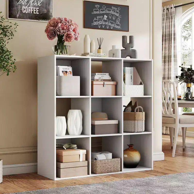 JIONJOY 9 Cube Storage Organizer  36 Inch Tall Vertical Bookshelf with Removable Back Panels, Heavy-Duty Open Shelving