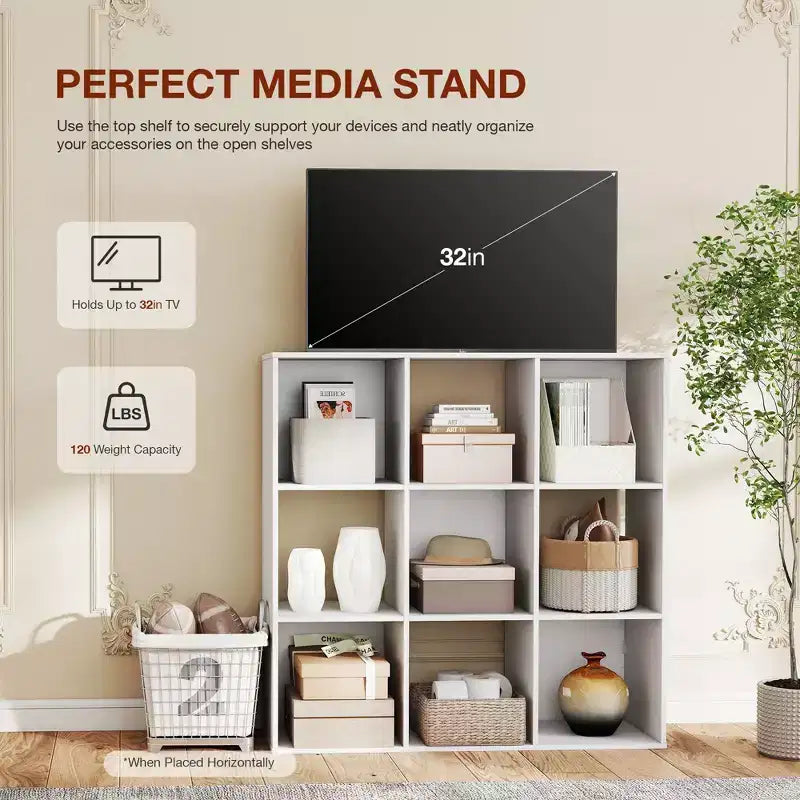 JIONJOY 9 Cube Storage Organizer  36 Inch Tall Vertical Bookshelf with Removable Back Panels, Heavy-Duty Open Shelving