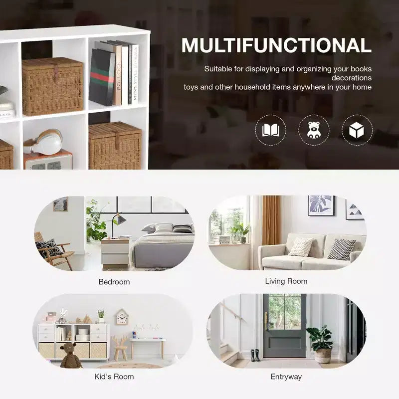 JIONJOY 9 Cube Storage Organizer  36 Inch Tall Vertical Bookshelf with Removable Back Panels, Heavy-Duty Open Shelving