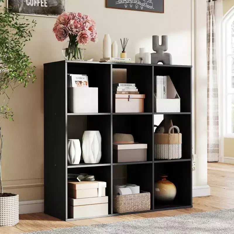 JIONJOY 9 Cube Storage Organizer  36 Inch Tall Vertical Bookshelf with Removable Back Panels, Heavy-Duty Open Shelving