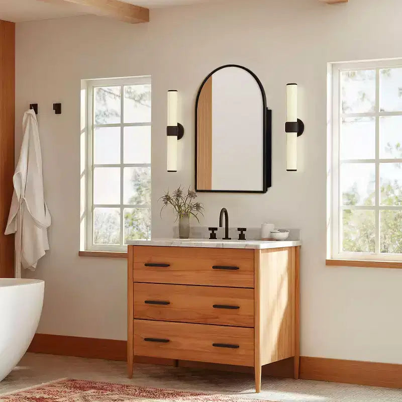 PexFix 36 x 24 Arched Recessed Bathroom Cabinet with Mirror Stainless Steel Frame and 2 Adjustable Shelves Wall Medicine Cabinets Mirrors Black