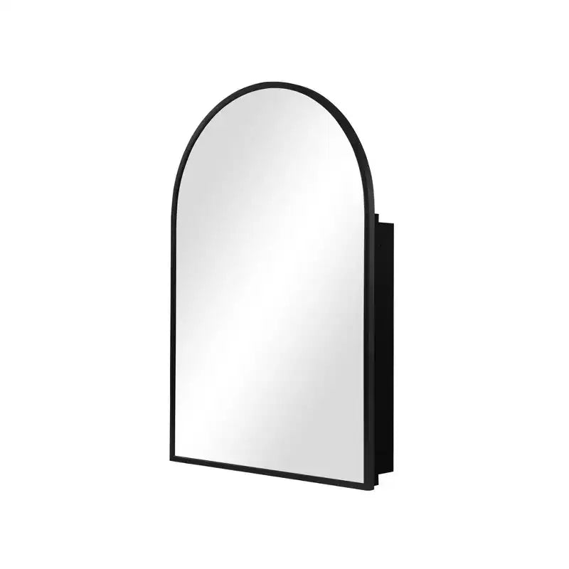 PexFix 36 x 24 Arched Recessed Bathroom Cabinet with Mirror Stainless Steel Frame and 2 Adjustable Shelves Wall Medicine Cabinets Mirrors Black