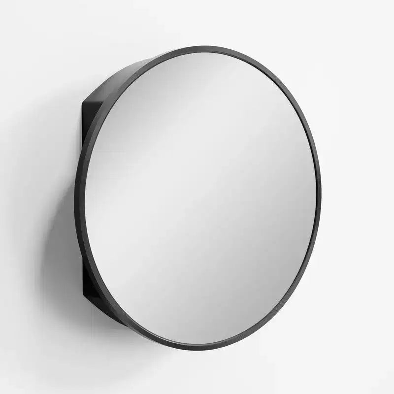 PexFix 24 in Round Black Medicine Cabinet with Mirror Surface Mount Metal Frame Bathroom Cabinet Wall Mounted Vanity Mirror Detachable Shelves