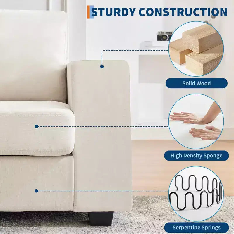 Cloud Couch, 70'' Oversized Mid Century Chenille Sofa with USB Ports - No Assembly, Deep Seat for Living Room Office