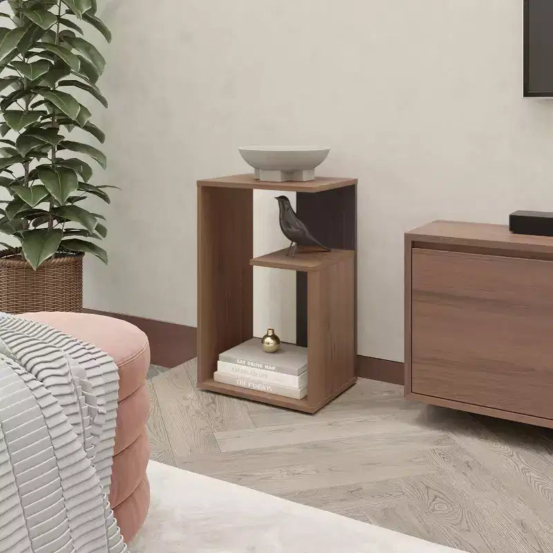 MAYEERTY Console Table in Melamine with Open Storage Wengue 1pcs
