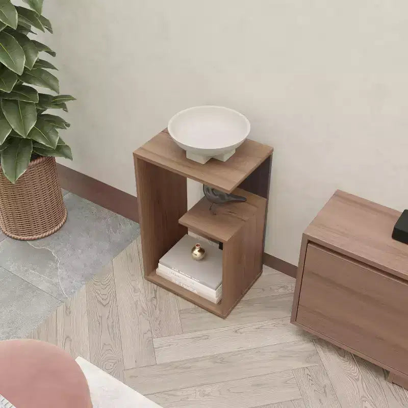 MAYEERTY Console Table in Melamine with Open Storage Wengue 1pcs