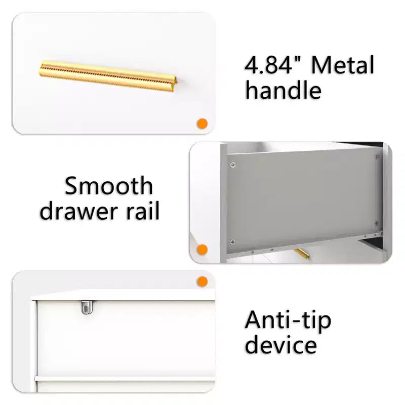 Karl Home 9-Drawer White Particle Board 47.24in. W Chest of Drawer