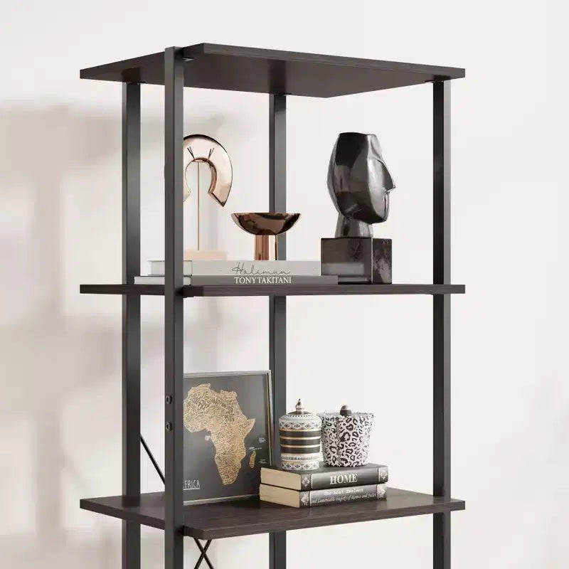 4 Tier Bookshelf with Storage Drawers,70.9 Inch Tall Industrial Book Shelf with Open Display Shelves