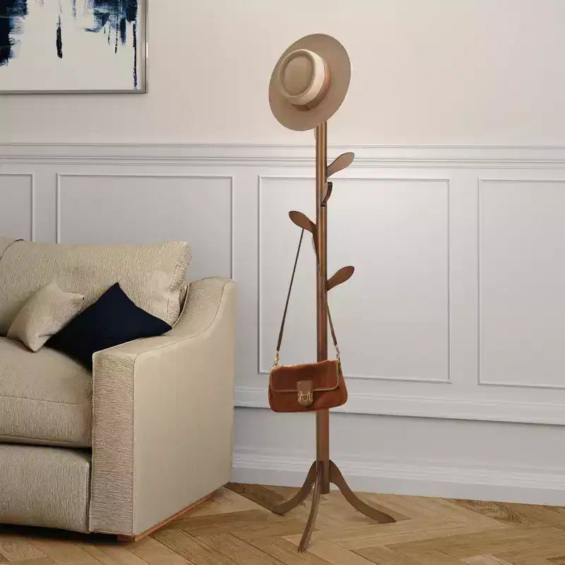 Bekrvio Freestanding Coat Rack With 8 Leaf Hooks, 3-Size Height Adjustable Clothes Hanger for Jacket/Hat - Entryway,Corner, Bedroom