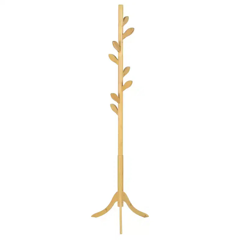 Bekrvio Freestanding Coat Rack With 8 Leaf Hooks, 3-Size Height Adjustable Clothes Hanger for Jacket/Hat - Entryway,Corner, Bedroom