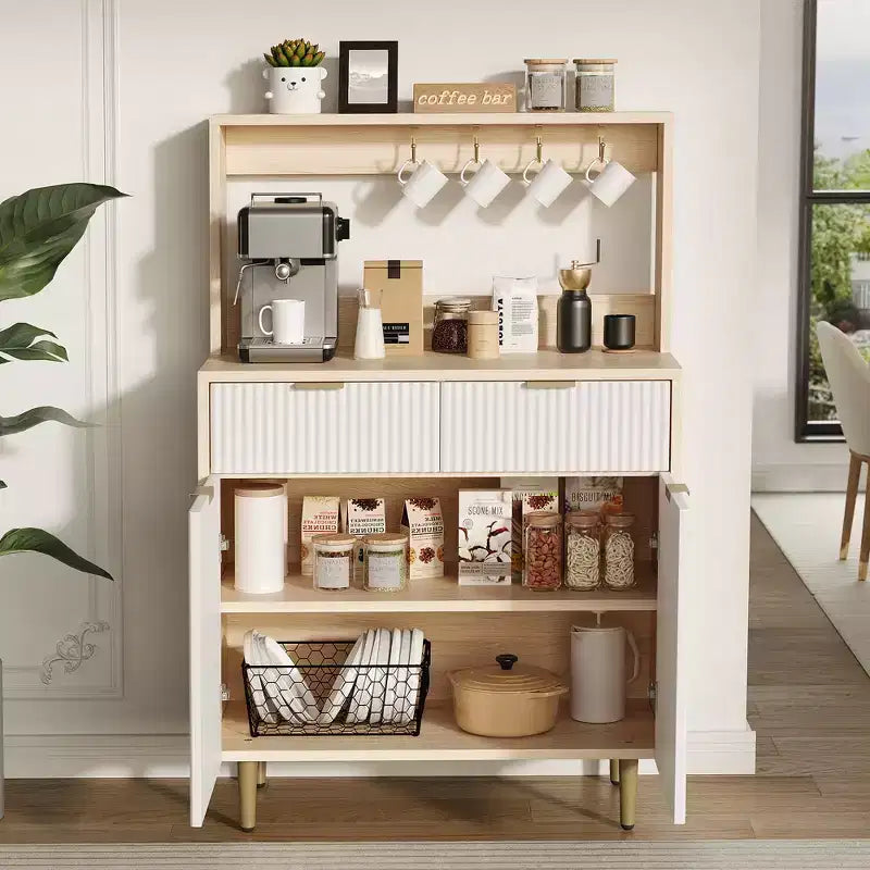 2-Door Sideboard Buffet Cabinet with 2 Drawers, Wood Storage Cabinet for Dining Room, Kitchen, and Living Room