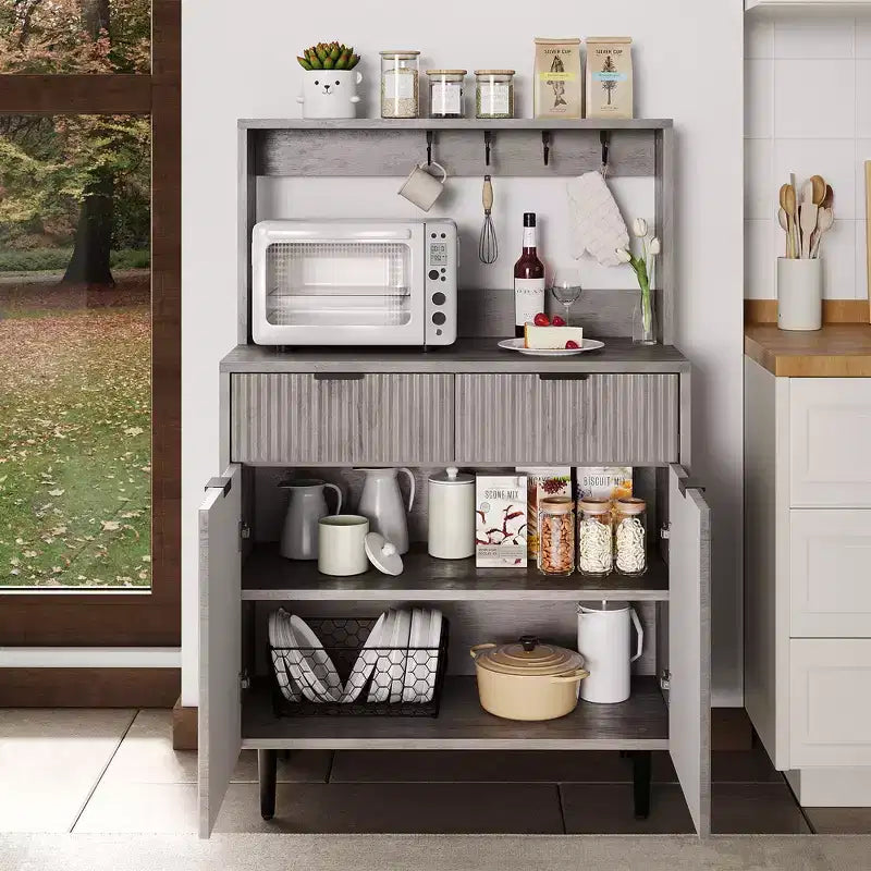 2-Door Sideboard Buffet Cabinet with 2 Drawers, Wood Storage Cabinet for Dining Room, Kitchen, and Living Room
