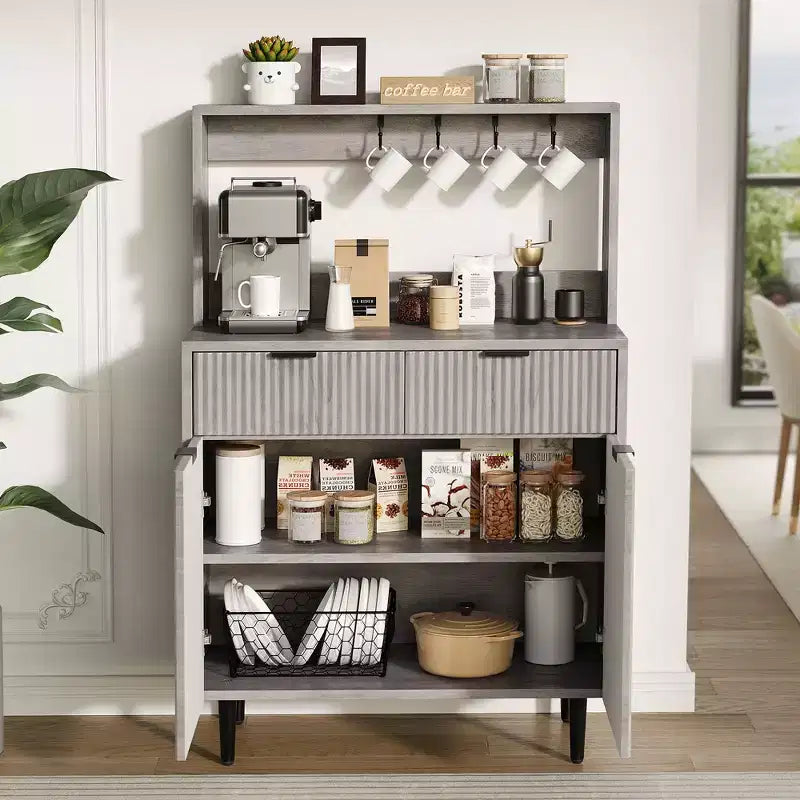 2-Door Sideboard Buffet Cabinet with 2 Drawers, Wood Storage Cabinet for Dining Room, Kitchen, and Living Room