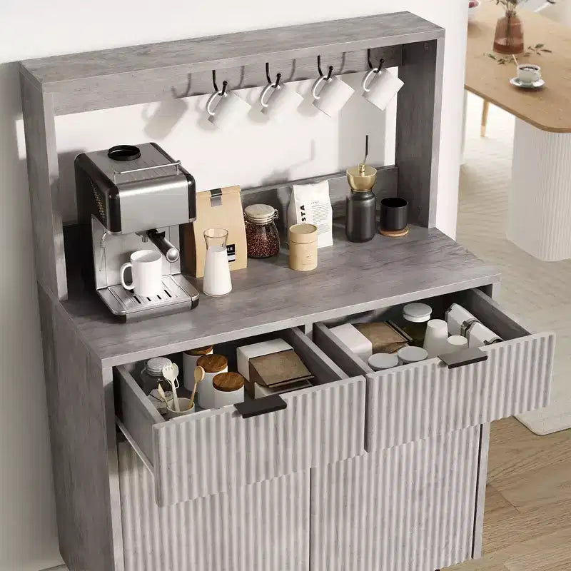 2-Door Sideboard Buffet Cabinet with 2 Drawers, Wood Storage Cabinet for Dining Room, Kitchen, and Living Room