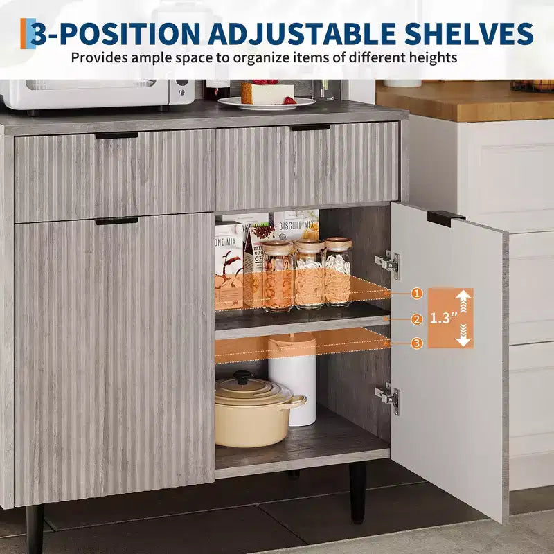 2-Door Sideboard Buffet Cabinet with 2 Drawers, Wood Storage Cabinet for Dining Room, Kitchen, and Living Room
