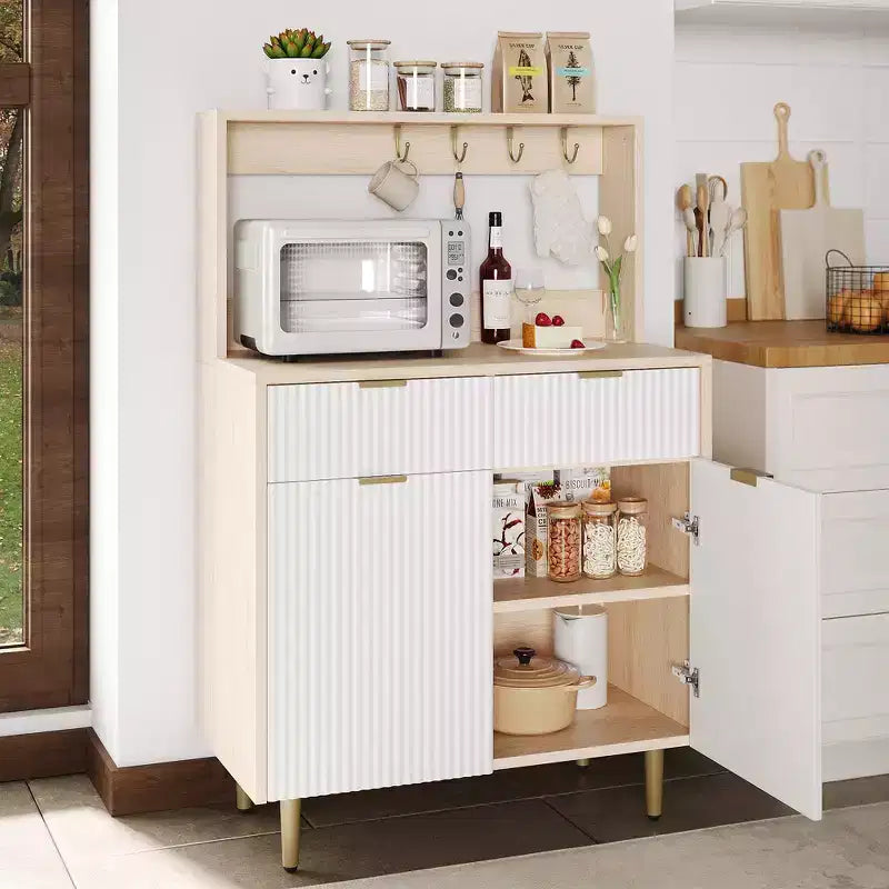 2-Door Sideboard Buffet Cabinet with 2 Drawers, Wood Storage Cabinet for Dining Room, Kitchen, and Living Room