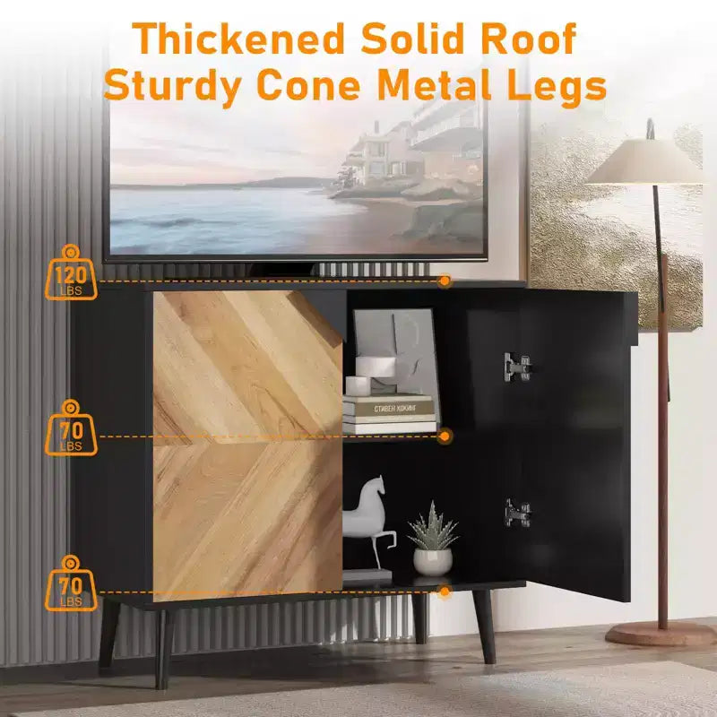 Modern Storage Free Standing Accent Cabinet, Buffet Cabinet with Doors, Wood Finish Sideboard Buffet with Storage for Dining Room