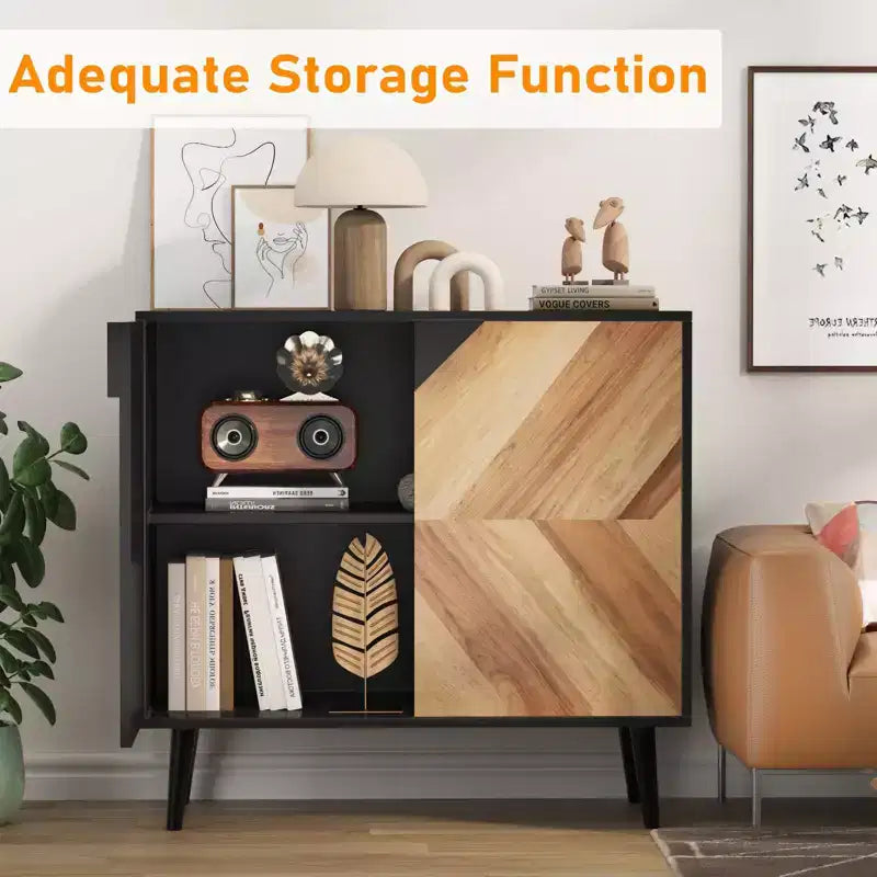 Modern Storage Free Standing Accent Cabinet, Buffet Cabinet with Doors, Wood Finish Sideboard Buffet with Storage for Dining Room