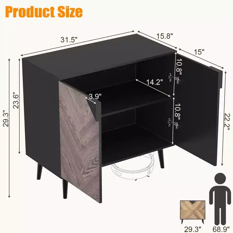 Modern Storage Free Standing Accent Cabinet, Buffet Cabinet with Doors, Wood Finish Sideboard Buffet with Storage for Dining Room