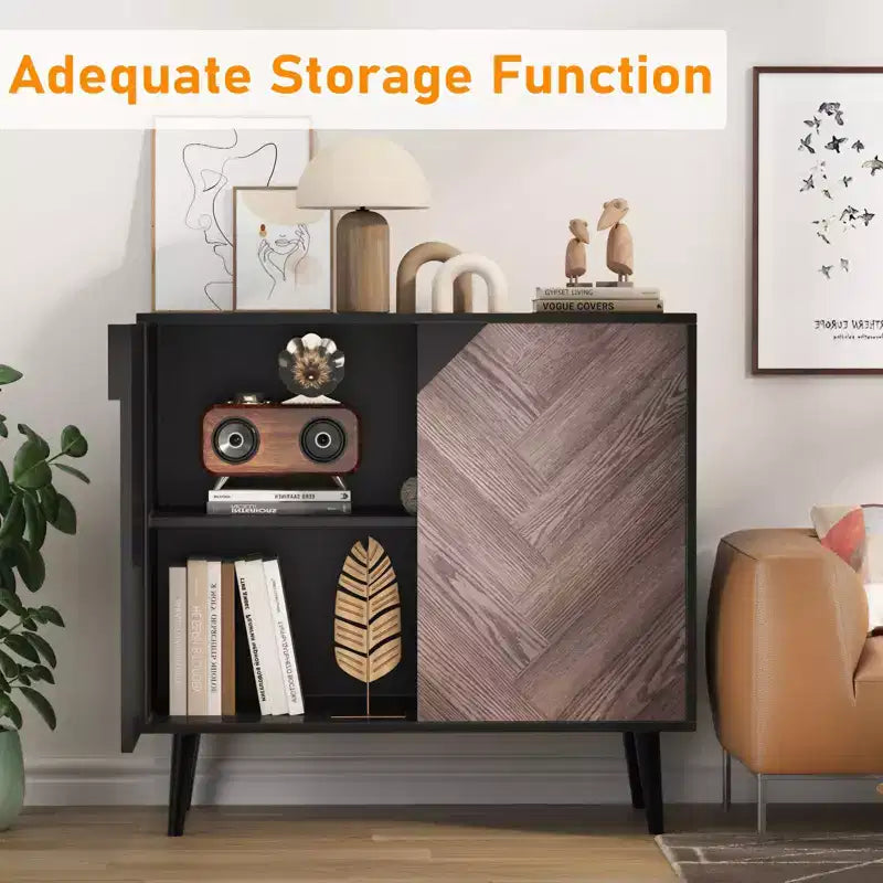 Modern Storage Free Standing Accent Cabinet, Buffet Cabinet with Doors, Wood Finish Sideboard Buffet with Storage for Dining Room