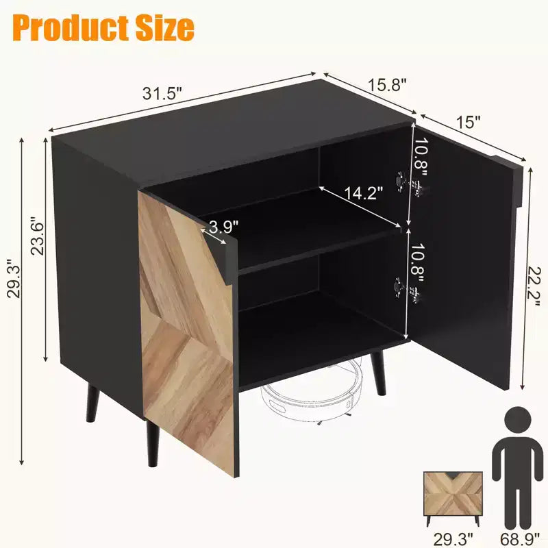 Modern Storage Free Standing Accent Cabinet, Buffet Cabinet with Doors, Wood Finish Sideboard Buffet with Storage for Dining Room