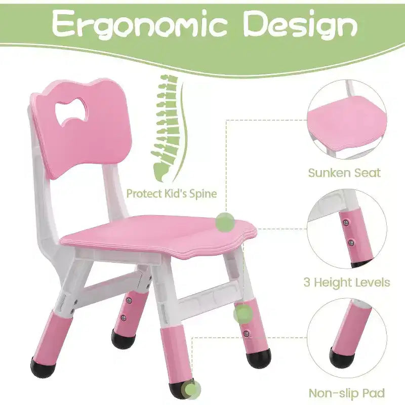 Kids Table & 6 Chairs Set - Adjustable Height Art & Dining Table for Toddlers Ages 3-10, 300lb