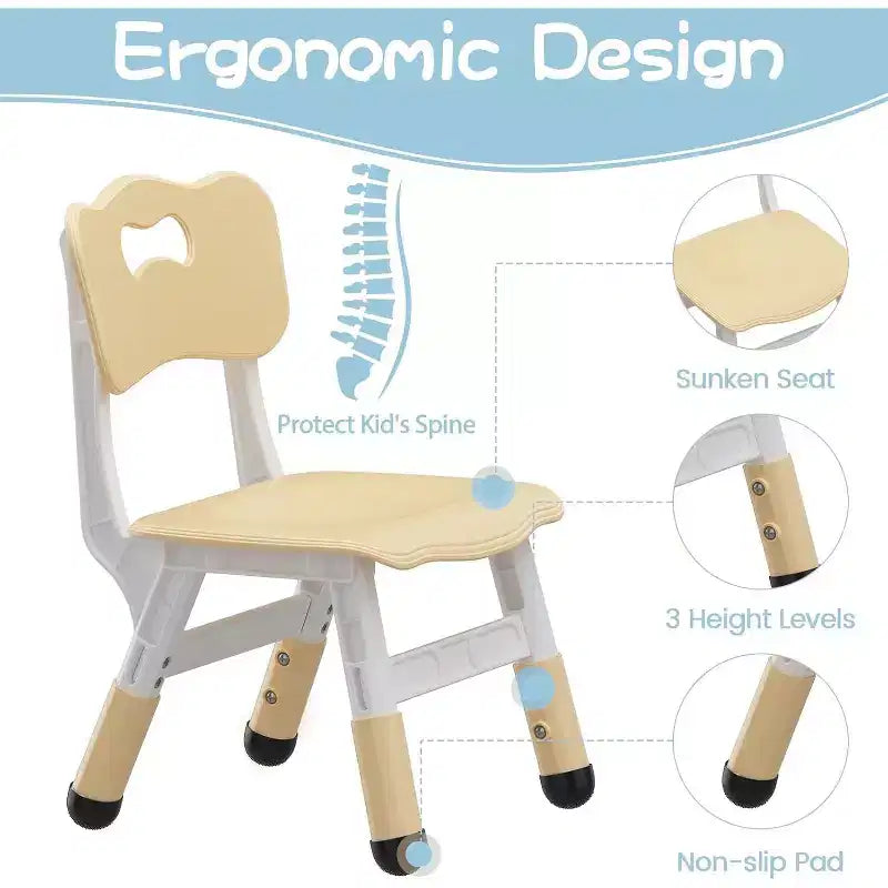 Kids Table & 6 Chairs Set - Adjustable Height Art & Dining Table for Toddlers Ages 3-10, 300lb
