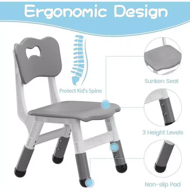 Kids Table & 6 Chairs Set - Adjustable Height Art & Dining Table for Toddlers Ages 3-10, 300lb