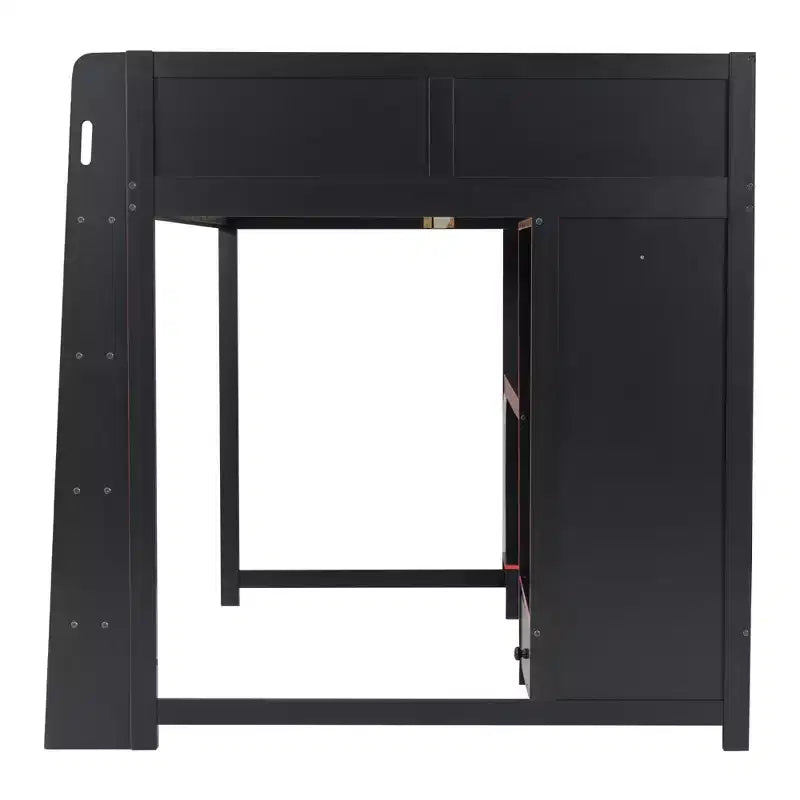 GDFStudio Opal Modern Wooden Loft Bed with Built-in Desk, Wardrobe, LED and 1 Drawer