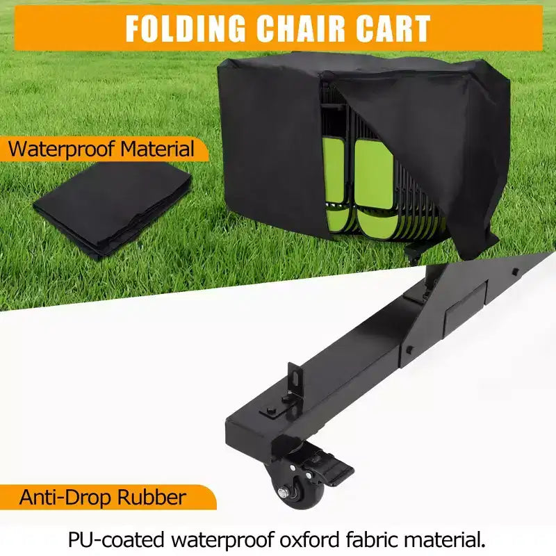 TROPOW Folding Chair Rack Foldable Chairs Cart Storage Dolly with Wheels and Holder, 800 LBS Capacity Includes Weatherproof Cover
