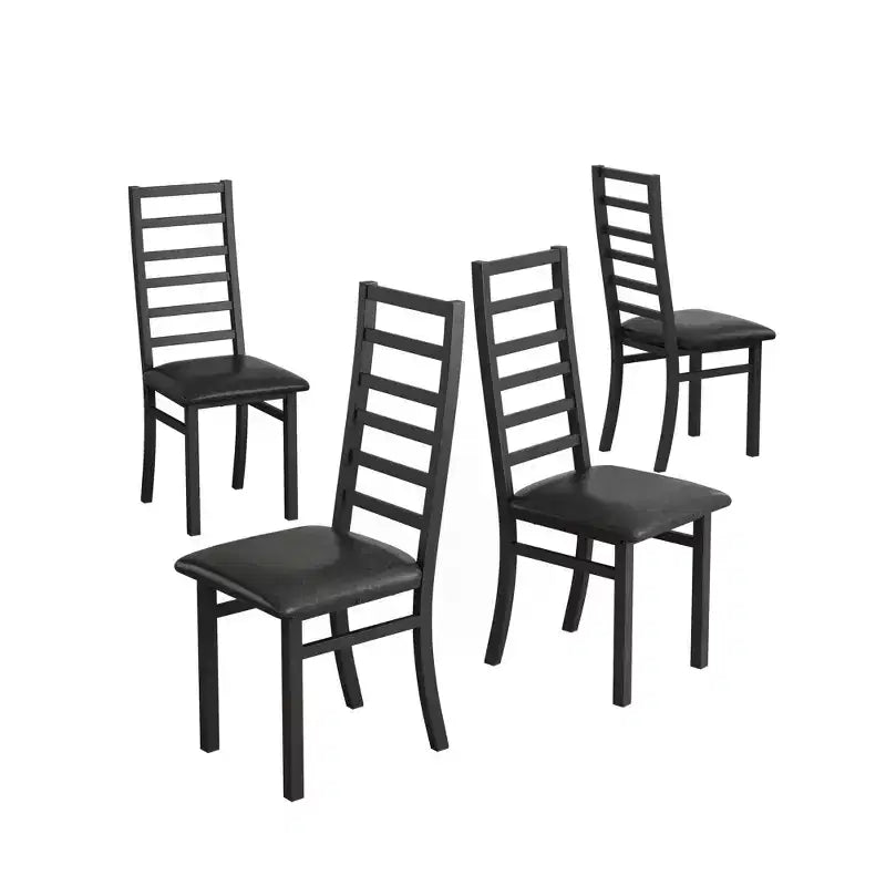 MAYEERTY Metal Dining Chairs Set of 4 Steel Legs and PU Leather Seats High Back Armless for Living Room Kitchen Black