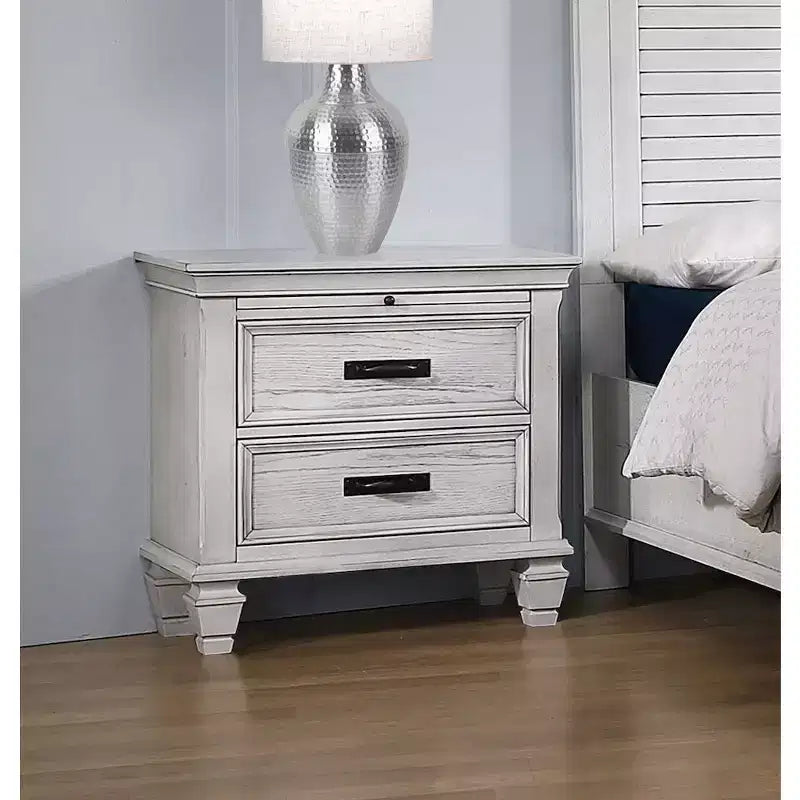 Coaster,Franco 2-drawer Nightstand Distressed White