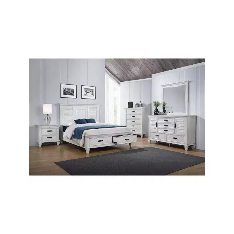 Coaster,Franco 2-drawer Nightstand Distressed White