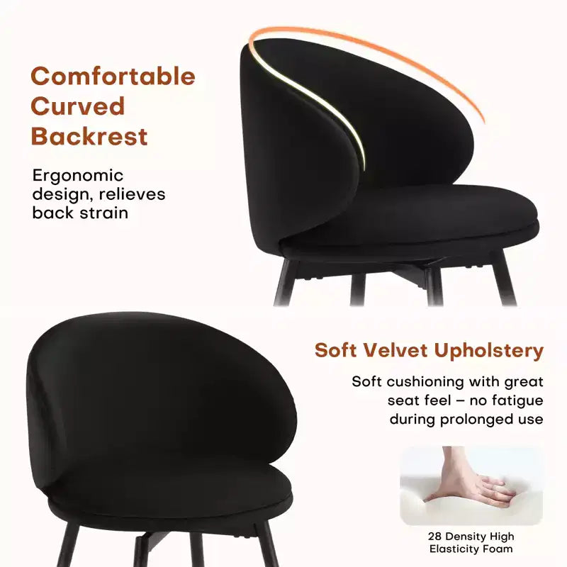 Bekrvio 30 Swivel Bar Height Bar Stools Set of 2/3/4, Modern Velvet Barstools with Curved Back & Metal Frame, Bar Chairs for Kitchen Island, Home Pub