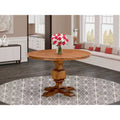 HomeStock Round Dining Table Pedestal Sandblasting Walnut Finish 48 Inch