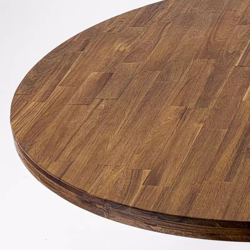 HomeStock Round Dining Table Pedestal Sandblasting Walnut Finish 48 Inch