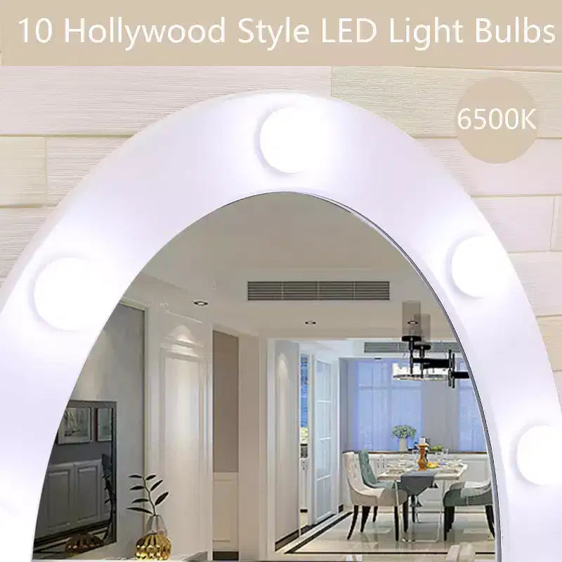 Modern Makeup Vanity Desk  LED Mirror, 5 Storage Drawers, Plush Stool, Convertible Design, Quick Assembly