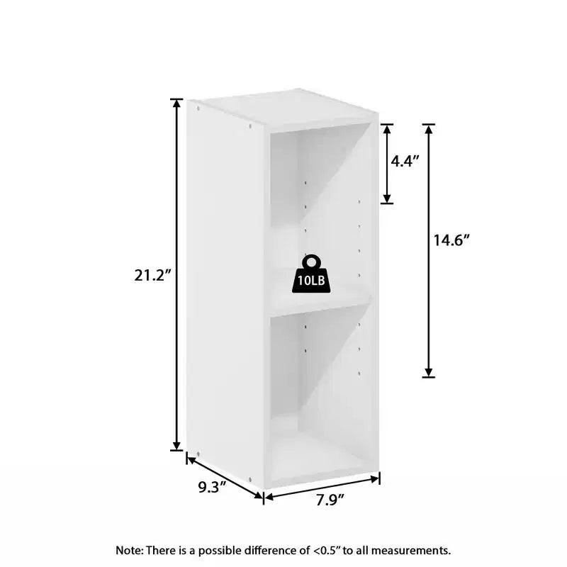 HOMLUX 2-Tier Space Saving Storage Bookcase, 8-Inch Width, Adjustable Design