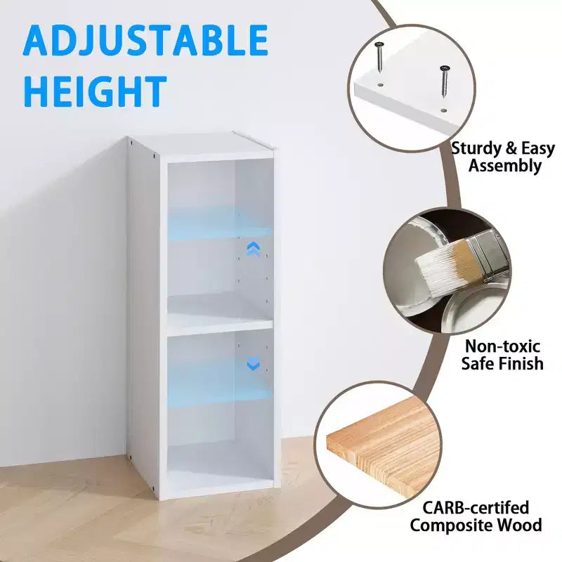 HOMLUX 2-Tier Space Saving Storage Bookcase, 8-Inch Width, Adjustable Design
