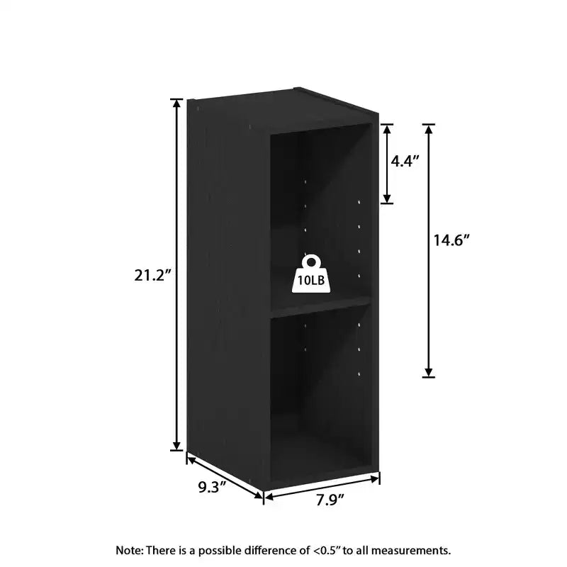 HOMLUX 2-Tier Space Saving Storage Bookcase, 8-Inch Width, Adjustable Design