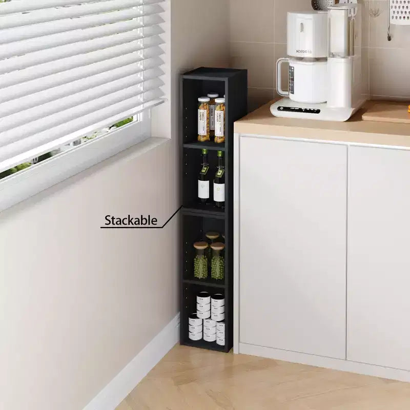 HOMLUX 2-Tier Space Saving Storage Bookcase, 8-Inch Width, Adjustable Design