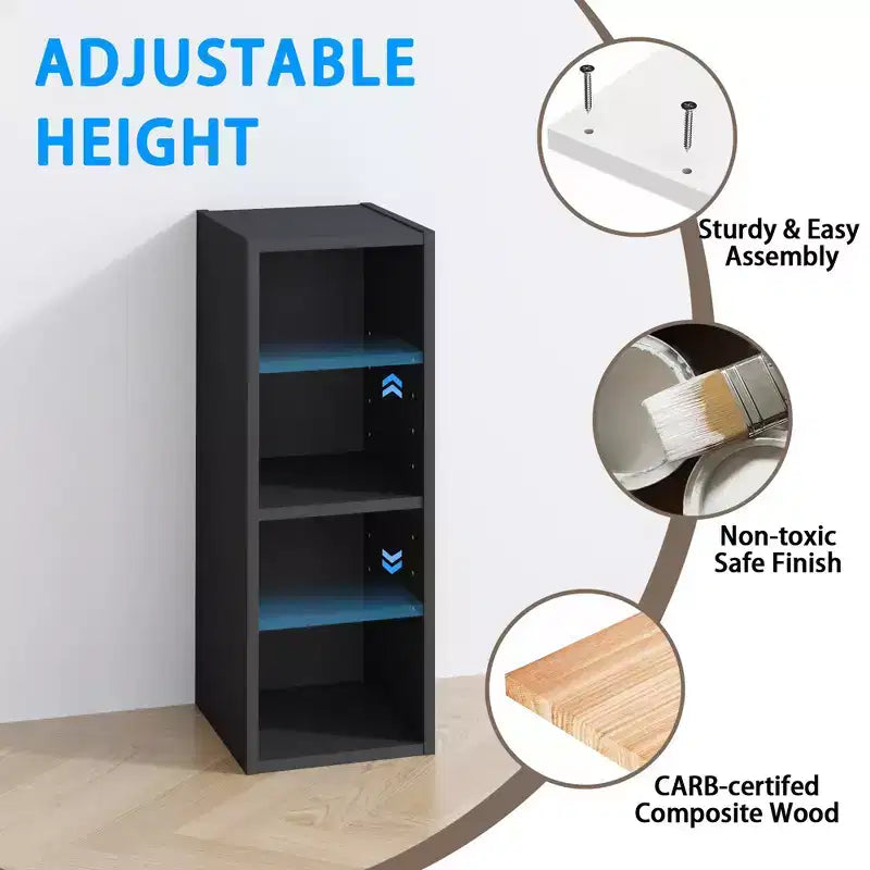 HOMLUX 2-Tier Space Saving Storage Bookcase, 8-Inch Width, Adjustable Design